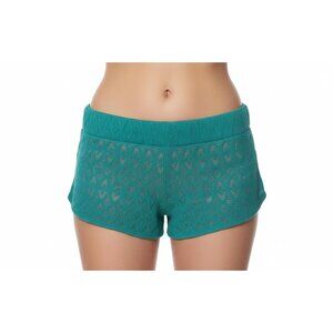 Miken Women Ceramic Mint Green Crochet Swimsuit Cover-Up Shorts (Small) NWT